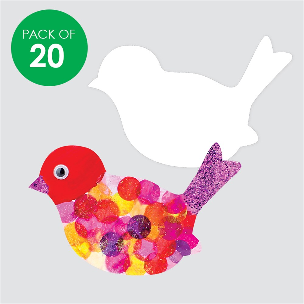 Cardboard Birds - White - Pack of 20
