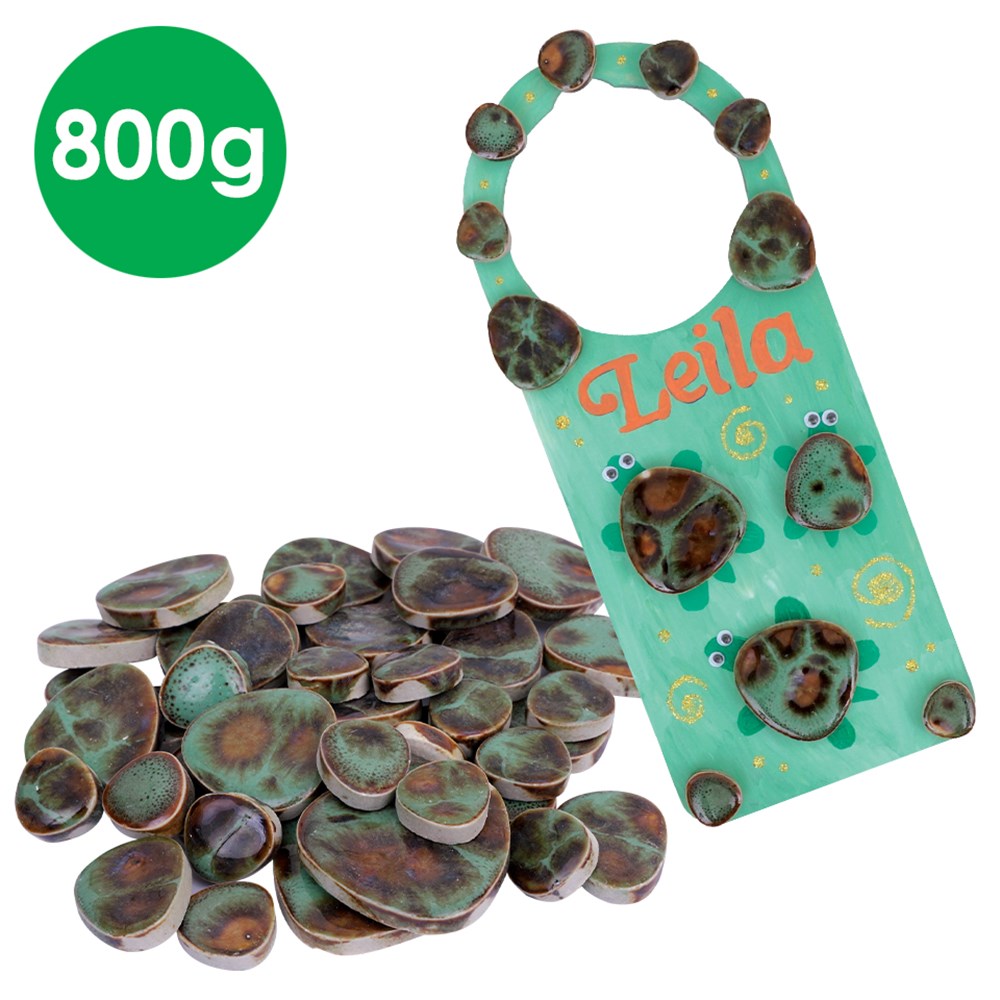 Ceramic Pebble Tiles - Green & Brown - 800g Pack