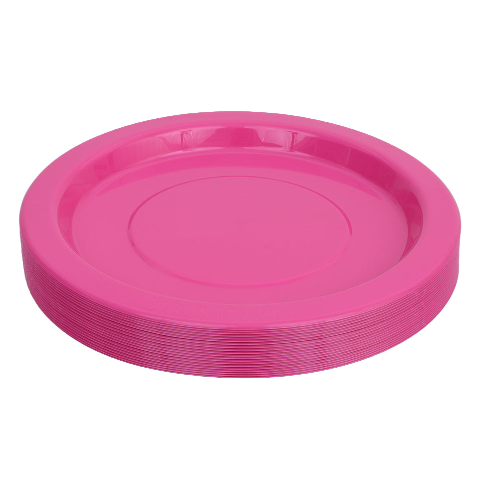 Reusable Plastic Plates - Pink - Pack of 20