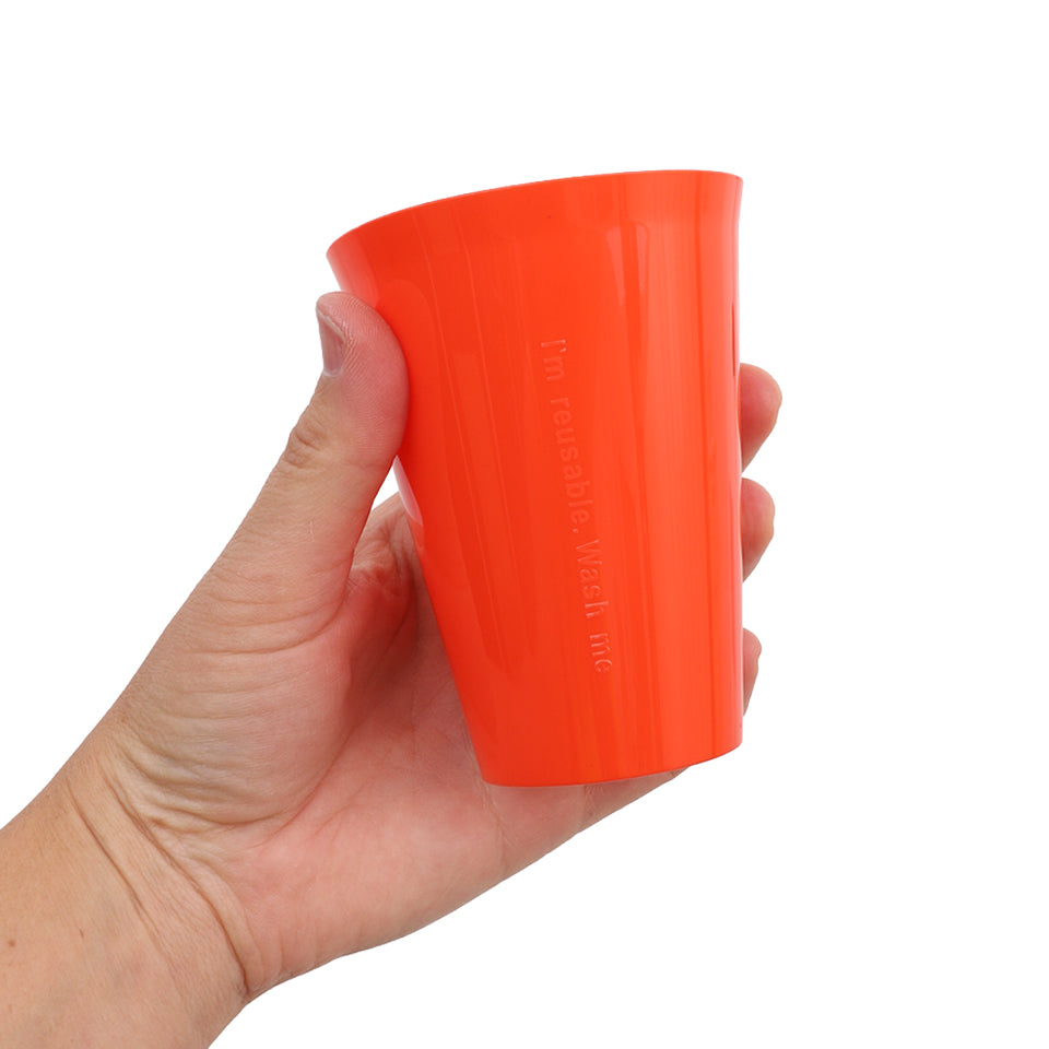 Reusable Plastic Cups - Orange - Pack of 20