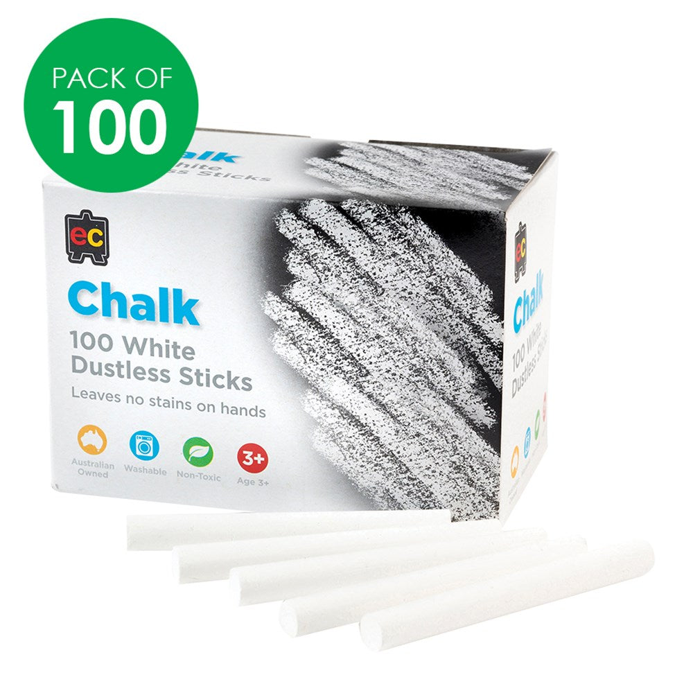 EC Dustless Chalk - White - Pack of 100