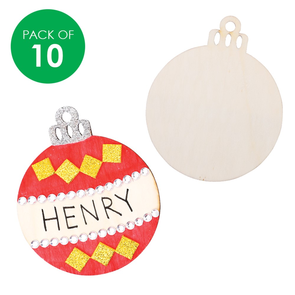 Wooden Christmas Baubles - Pack of 10