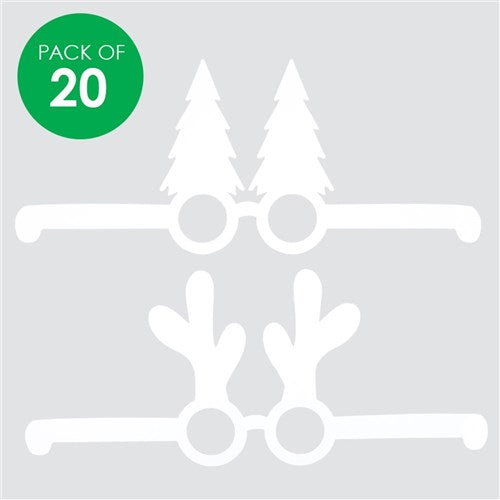 Cardboard Christmas Glasses - White - Pack of 20