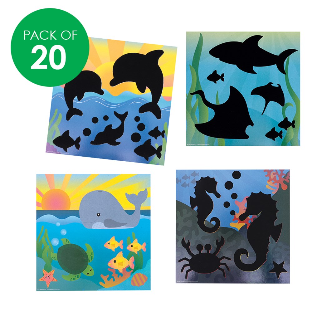 Scratch Board Scenes - Sea Animals - Pack of 20
