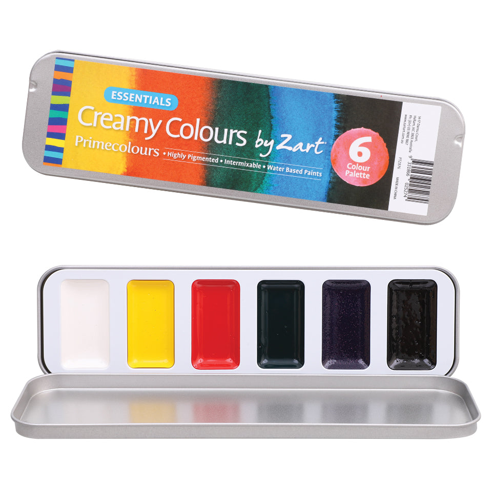 Creamy Colours Watercolour Palette - Primary Colours - 6 Well