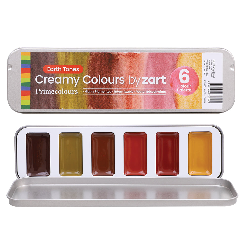 Creamy Colours Watercolour Palette - Earth Tones - 6 Well