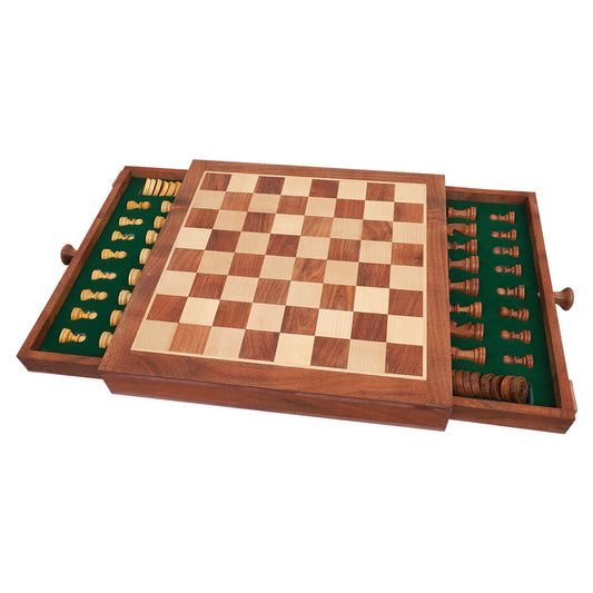 Wooden Chess & Checkers Set