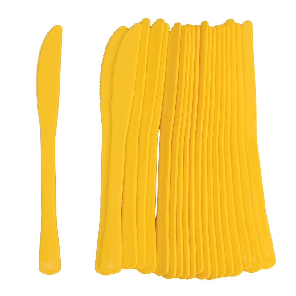 Reusable Plastic Knives - Yellow - Pack of 20