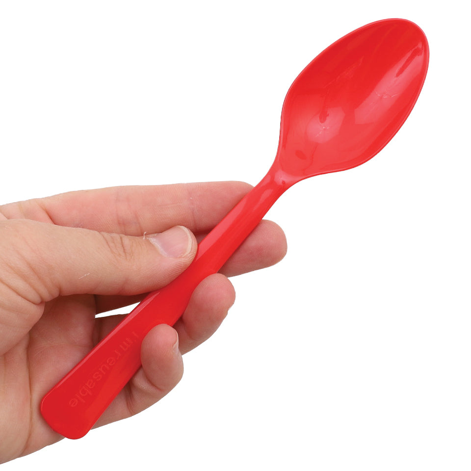 Reusable Plastic Spoons - Red - Pack of 20