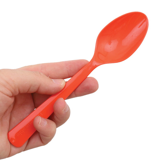 Reusable Plastic Spoons - Orange - Pack of 20