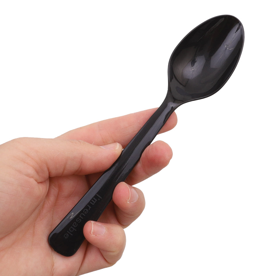 Reusable Plastic Spoons - Black - Pack of 20