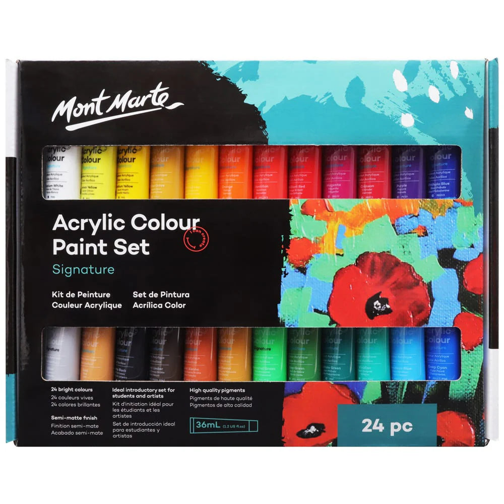Mont Marte Acrylic Paint Tubes - 36ml - Pack of 24